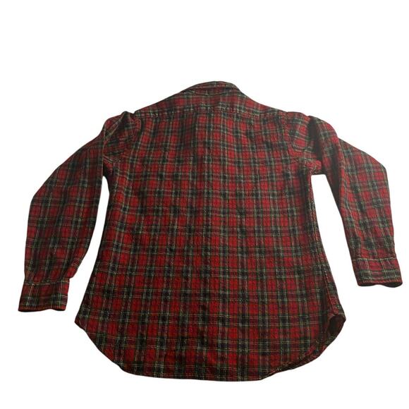 Vintage 90s Pendleton Wool Plaid Flannel Button Down Shirt Red Green Tartan L - Picture 4 of 4